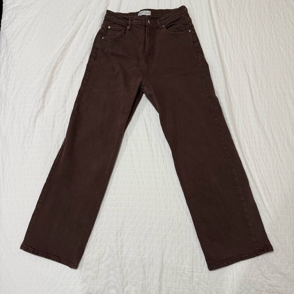 Primark Dark Brown Straight Leg Denim Pants/Jeans Size 8